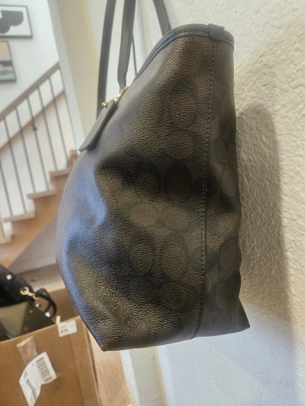 Coach City Zip Brown Signature Tote Bag - Picture 7 of 16